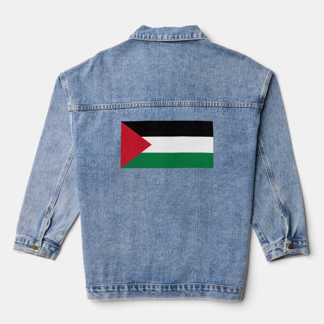 Palestine flag, Save Gaza, free Gaza Denim Jacket (Back)