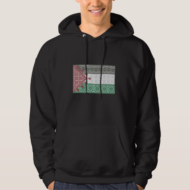 Palestine Flag Tatreez Cross Stitch Pattern Tradit Hoodie (Front)