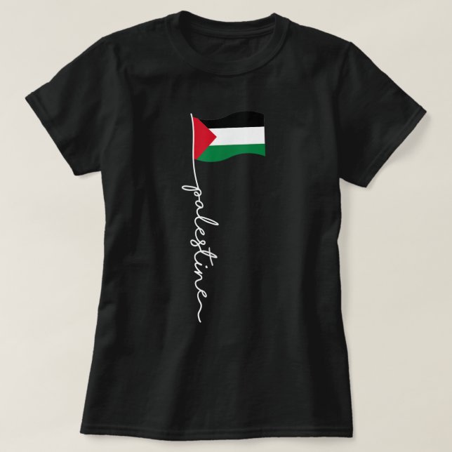 Palestine Flag With Palestine Name For Palestinian T-Shirt (Design Front)