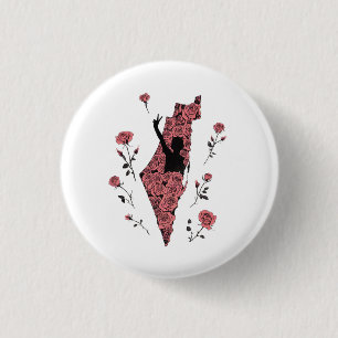 palestine floral map 3 cm round badge