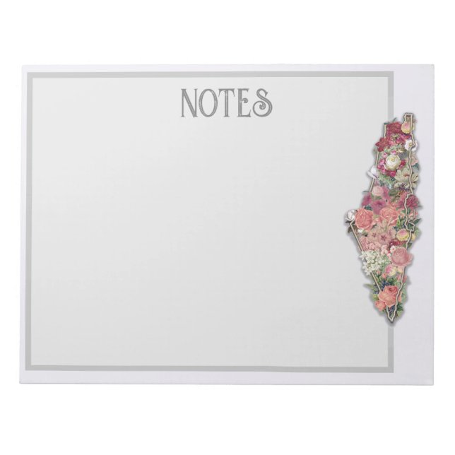 Palestine Floral Map BASIC Notes Notepad Grey (Front)