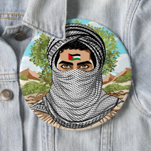 Palestine Freedom Fighter Portrait 6 Cm Round Badge