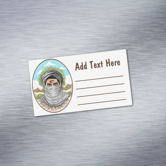 Palestine Freedom Fighter Portrait Magnetic Business Card (In Situ)