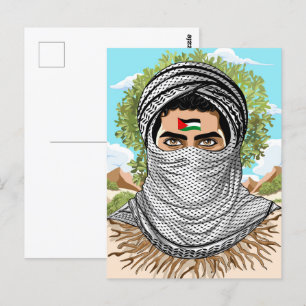 Palestine Freedom Fighter Portrait Postcard