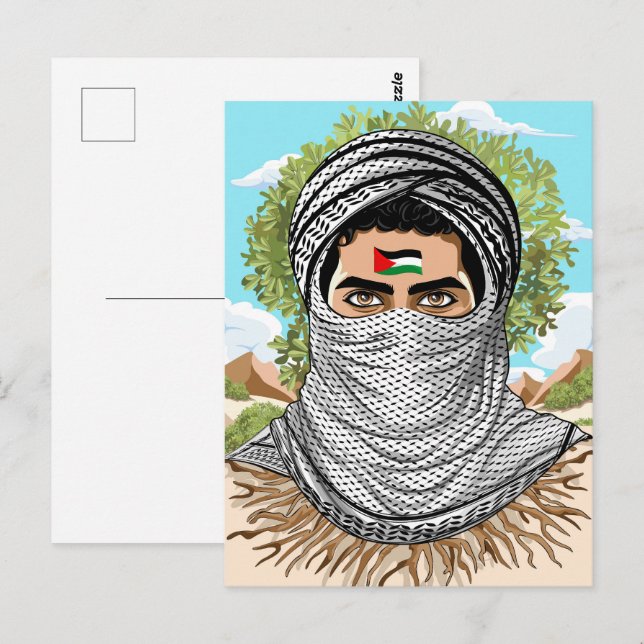 Palestine Freedom Fighter Portrait Postcard (Front/Back)