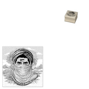 Palestine Freedom Fighter Portrait Rubber Stamp