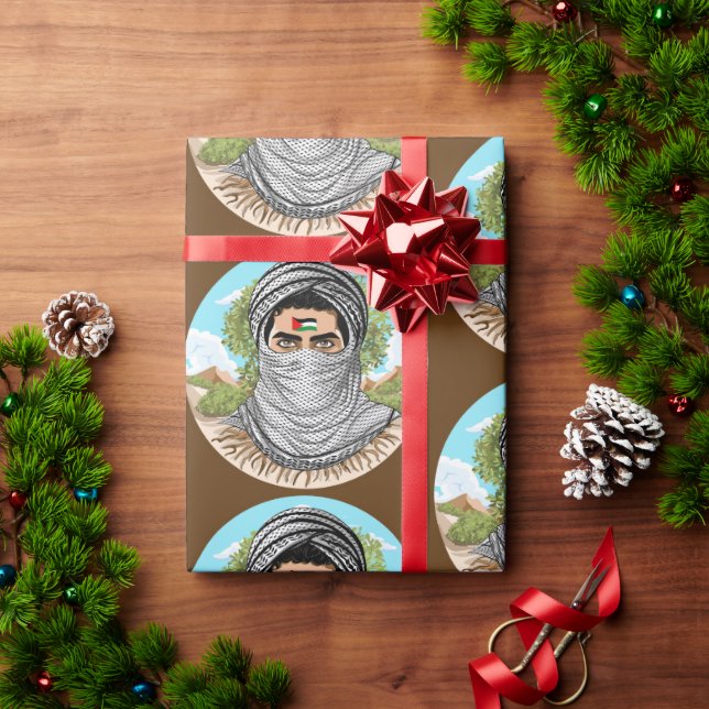 Palestine Freedom Fighter Portrait Wrapping Paper (Holiday Gift)