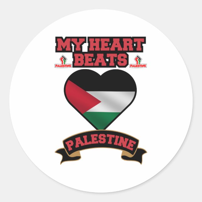 Palestine Heart Flag Love Support Freedom Pride Classic Round Sticker (Front)