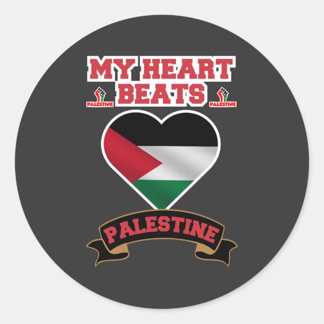 Palestine Heart Flag Love Support Freedom Pride Classic Round Sticker (Front)