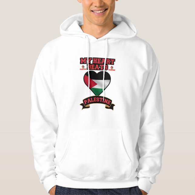 Palestine Heart Flag Love Support Freedom Pride Hoodie (Front)