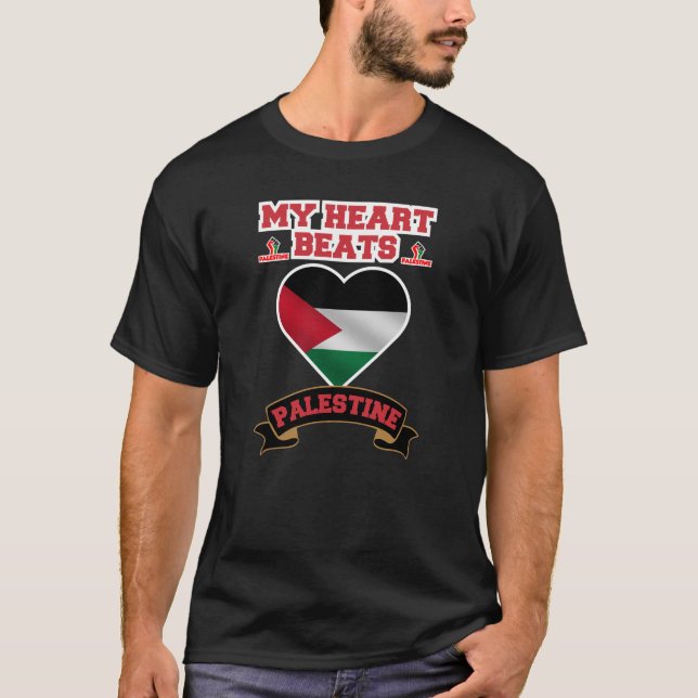 Palestine Heart Flag Love Support Freedom Pride T-Shirt (Front)