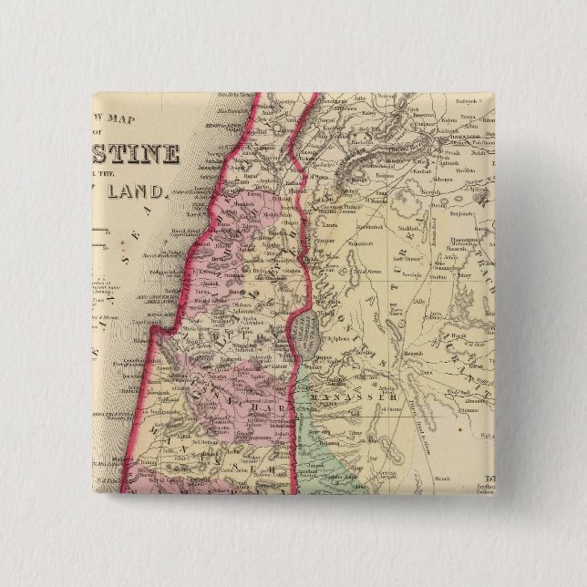 Palestine, Jerusalem Map by Mitchell 15 Cm Square Badge (Front)