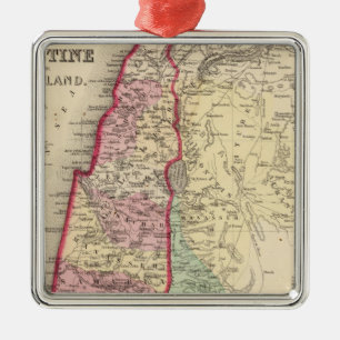 Palestine, Jerusalem Map by Mitchell Metal Tree Decoration