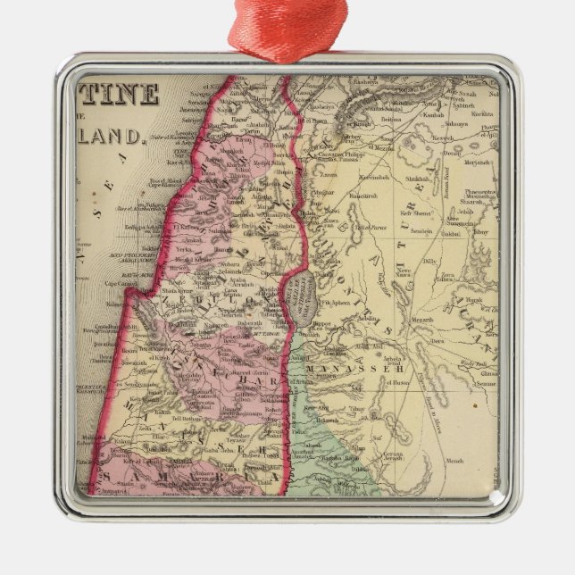 Palestine, Jerusalem Map by Mitchell Metal Tree Decoration (Front)