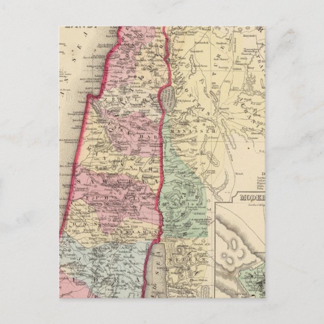 Palestine, Jerusalem Map by Mitchell Postcard (Front)