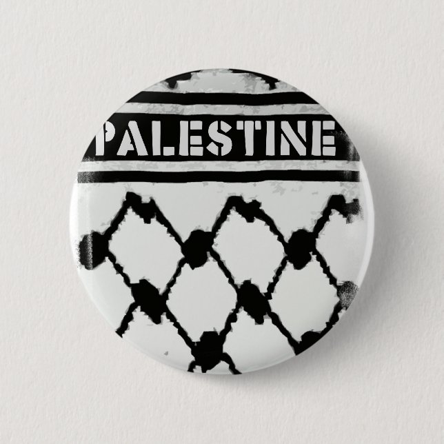 Palestine Keffiyah 6 Cm Round Badge (Front)