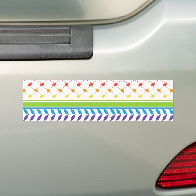 Palestine LGBT Rainbow Keffiyeh Pattern Scarf Bumper Sticker (On Car)