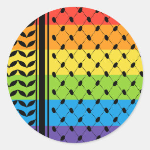 Palestine LGBT Rainbow Keffiyeh Pattern Scarf Classic Round Sticker