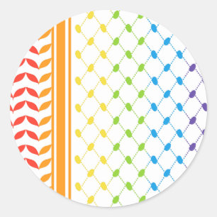 Palestine LGBT Rainbow Keffiyeh Pattern Scarf Classic Round Sticker