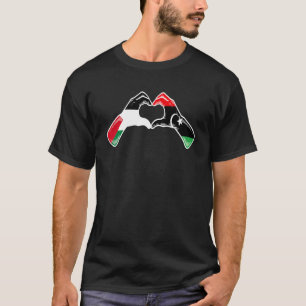 Palestine Libya Flag   Palestinian Libyan Heart T-Shirt