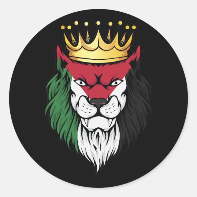 Palestine  Lion King Flag Classic Round Sticker (Front)