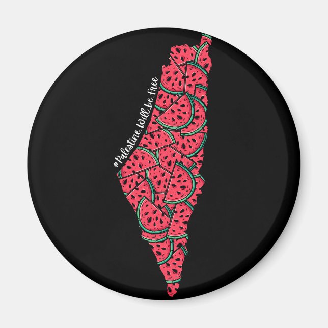 Palestine Map full of Watermelons | Free palestine Magnet (Front)