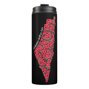 Palestine Map full of Watermelons   Free palestine Thermal Tumbler