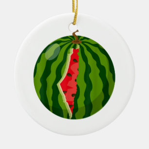 Palestine Map Watermelon Arabic Calligraphy Ceramic Tree Decoration