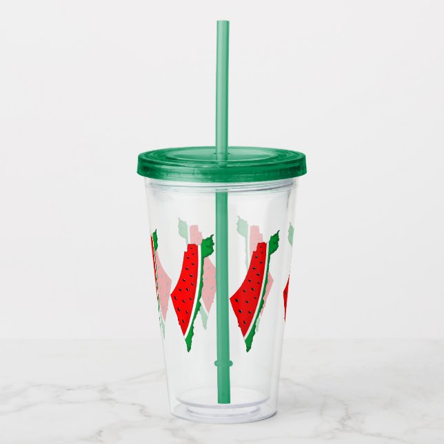 Palestine Map Watermelon Symbol of freedom Acrylic Tumbler (Front)