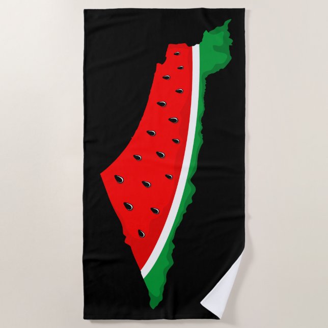 Palestine Map Watermelon Symbol of freedom Beach Towel (Front)