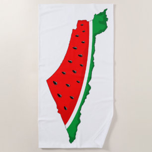 Palestine Map Watermelon Symbol of freedom Beach Towel