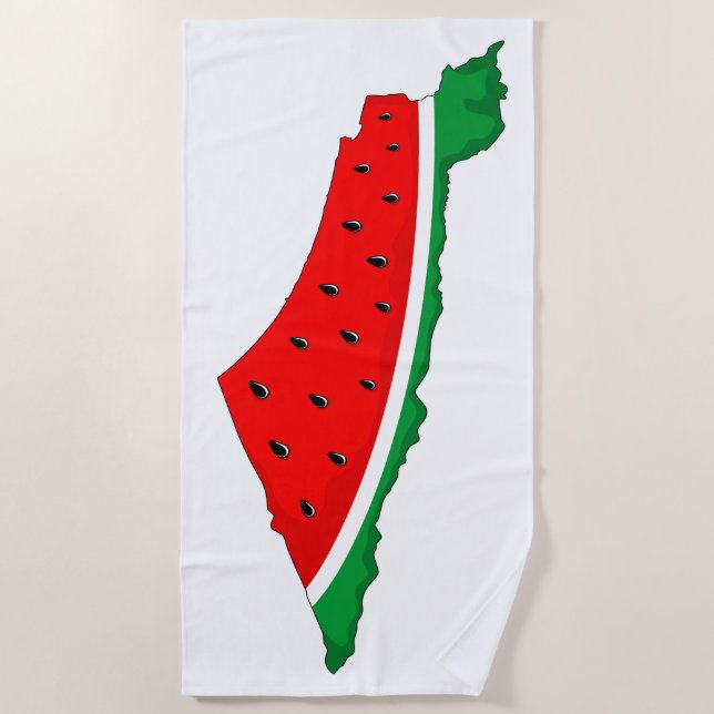 Palestine Map Watermelon Symbol of freedom Beach Towel (Front)