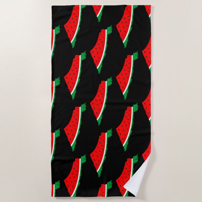 Palestine Map Watermelon Symbol of freedom Beach Towel (Front)