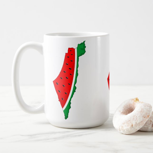 Palestine Map Watermelon Symbol of freedom Coffee Mug (With Donut)
