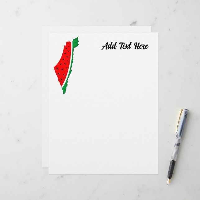 Palestine Map Watermelon Symbol of freedom Custom Letterhead (Front/Back In Situ)