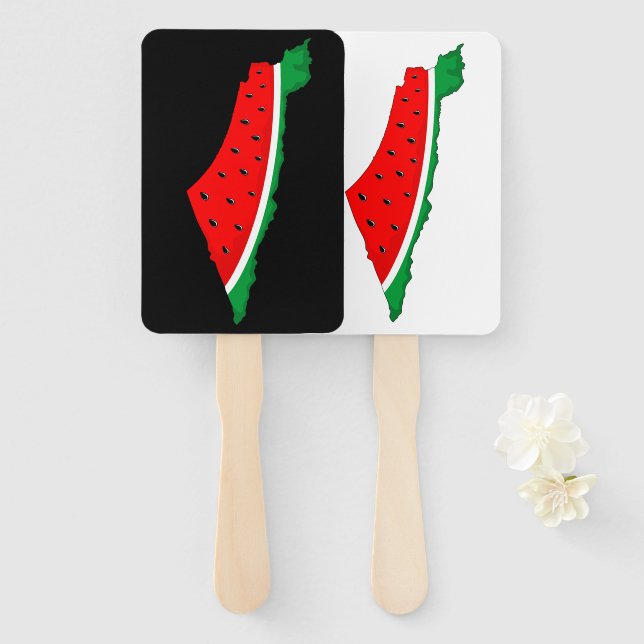 Palestine Map Watermelon Symbol of freedom Hand Fan (Front and Back)