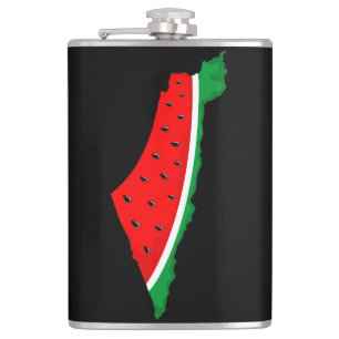 Palestine Map Watermelon Symbol of freedom Hip Flask