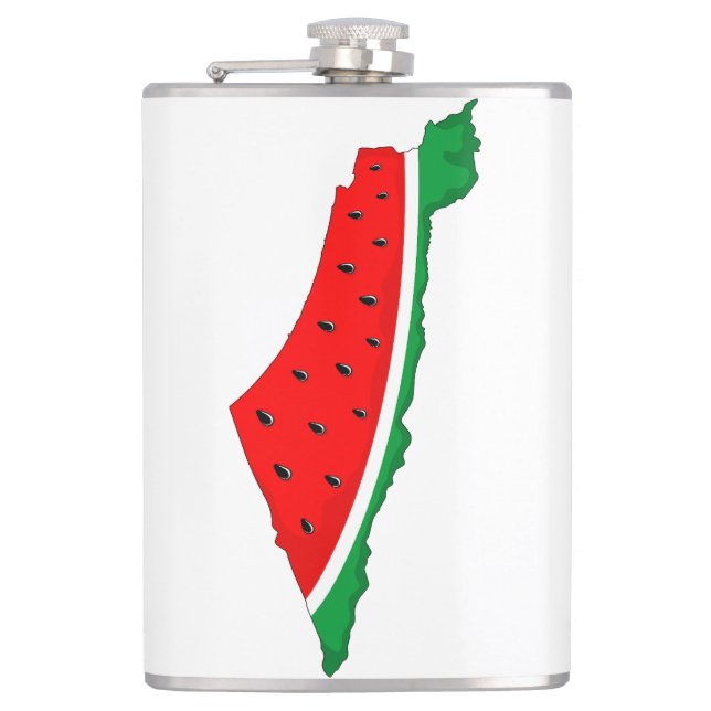 Palestine Map Watermelon Symbol of freedom Hip Flask (Front)