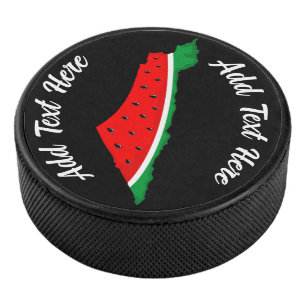 Palestine Map Watermelon Symbol of freedom Hockey Puck