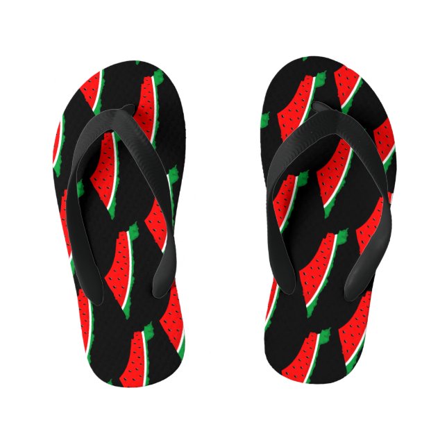 Palestine Map Watermelon Symbol of freedom Kid's Flip Flops (Footbed)