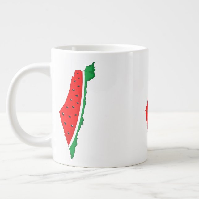 Palestine Map Watermelon Symbol of freedom Large Coffee Mug (Left)