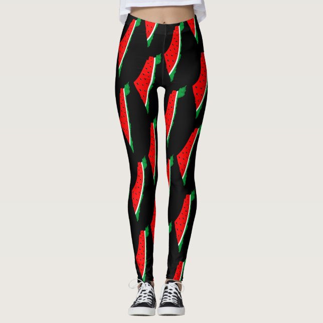 Palestine Map Watermelon Symbol of freedom Leggings (Front)