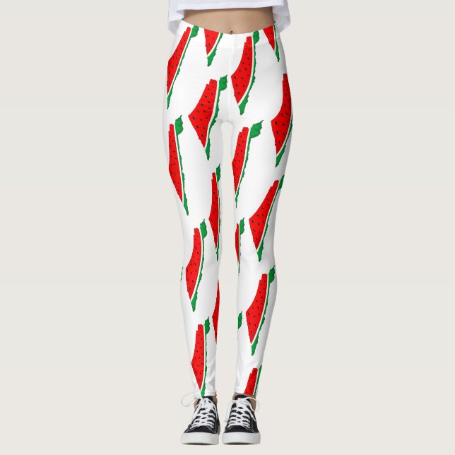 Palestine Map Watermelon Symbol of freedom Leggings (Front)