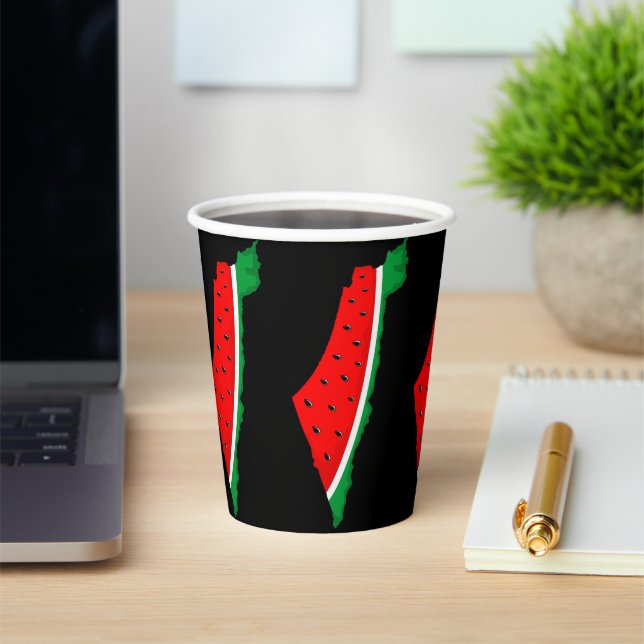 Palestine Map Watermelon Symbol of freedom Paper Cups (Insitu)