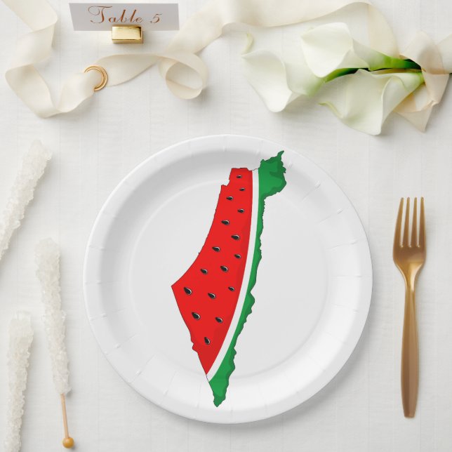 Palestine Map Watermelon Symbol of freedom Paper Plate (Wedding)