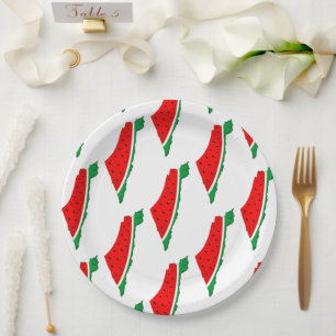 Palestine Map Watermelon Symbol of freedom Paper Plate
