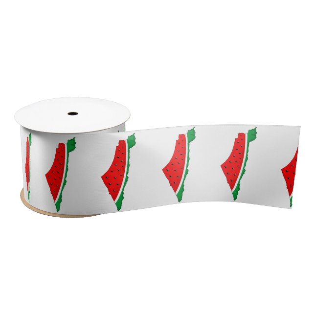 Palestine Map Watermelon Symbol of freedom Satin Ribbon (Spool)