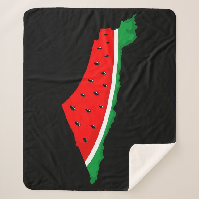 Palestine Map Watermelon Symbol of freedom Sherpa Blanket (Front)