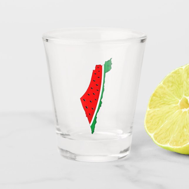 Palestine Map Watermelon Symbol of freedom Shot Glass (Front)
