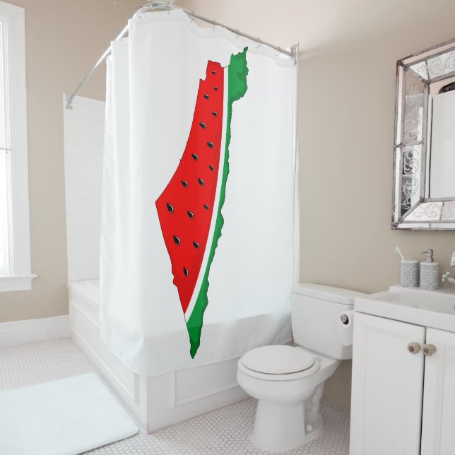 Palestine Map Watermelon Symbol of freedom Shower Curtain (In Situ)